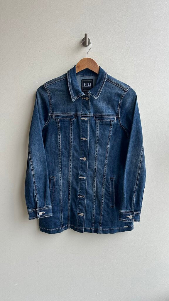 Pre-Owned French Dressing Jeans Medium Wash Longer Jean Jacket- Size Medium