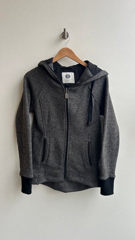 Pre-Owned Three Stones Grey Heathered Zip Up Sweater- Size Small