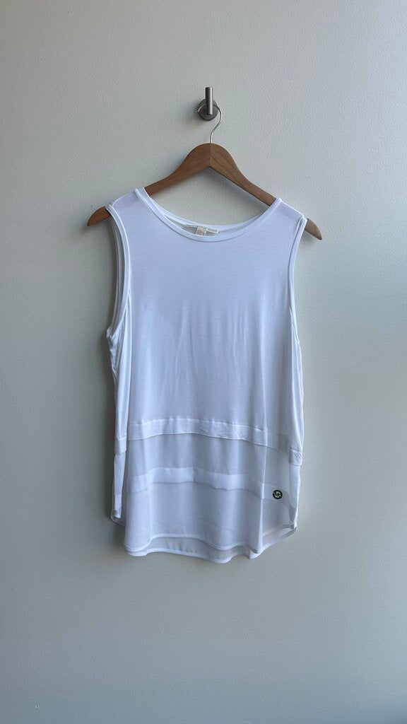 Pre-Owned Michael Kors White Tiered Tank Top- Size Large