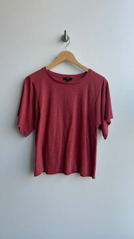 Pre-Owned J. Crew Black Red Boxy Fit Short Sleeve Top- Size Small