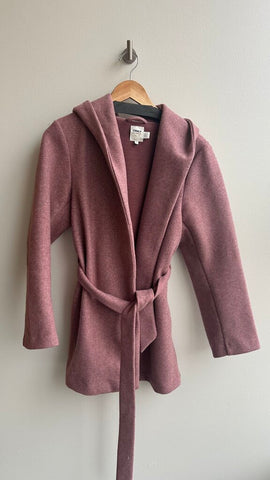 Pre-Owned Only Rose Red Hooded Belted Dress Coat- Size Medium