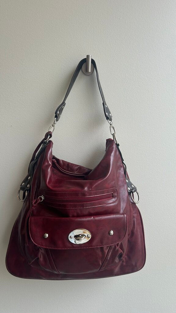 Pre-Owned Black Label By La Diva Red Handbag