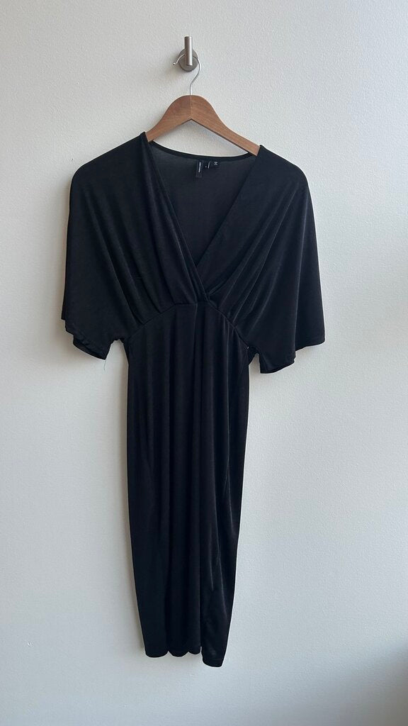 Pre-Owned Vero Moda Black Short Sleeve Empire Waist Slinky Dress- Size Small