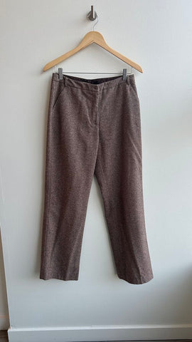 Pre-Owned Bianca Nygard Light Brown Speckle Wool Blend Dress Pants with Front Pockets - Size 8
