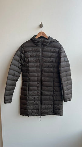 Pre-Owned McKinley Olive Green Light Puffer Coat with Hood - Size Medium