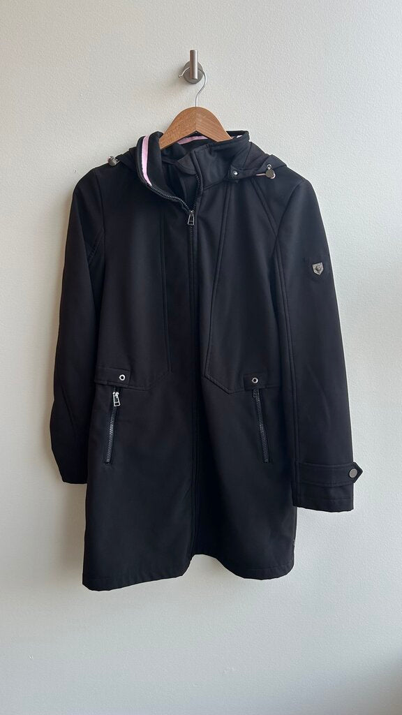 Pre-Owned Novelti Black Fleece Lined Long Coat with Removable Hood - Size Small