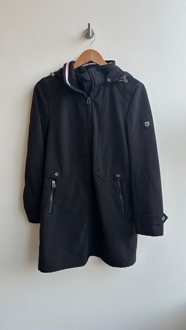 Pre-Owned Novelti Black Fleece Lined Long Coat with Removable Hood - Size Small