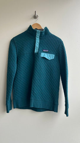 Pre-Owned Patagonia Blue Organic Cotton Quilted Sweater with Buttons - Size X-Small