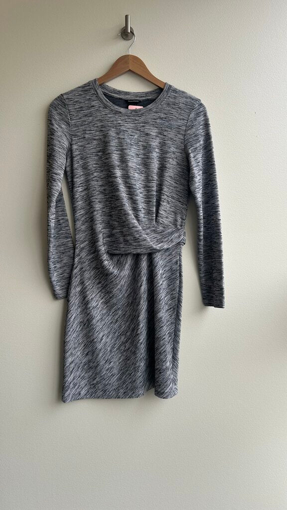 Pre-Owned Club Monaco Heather Grey Long Sleeve Ruched Waist Dress - Size 4