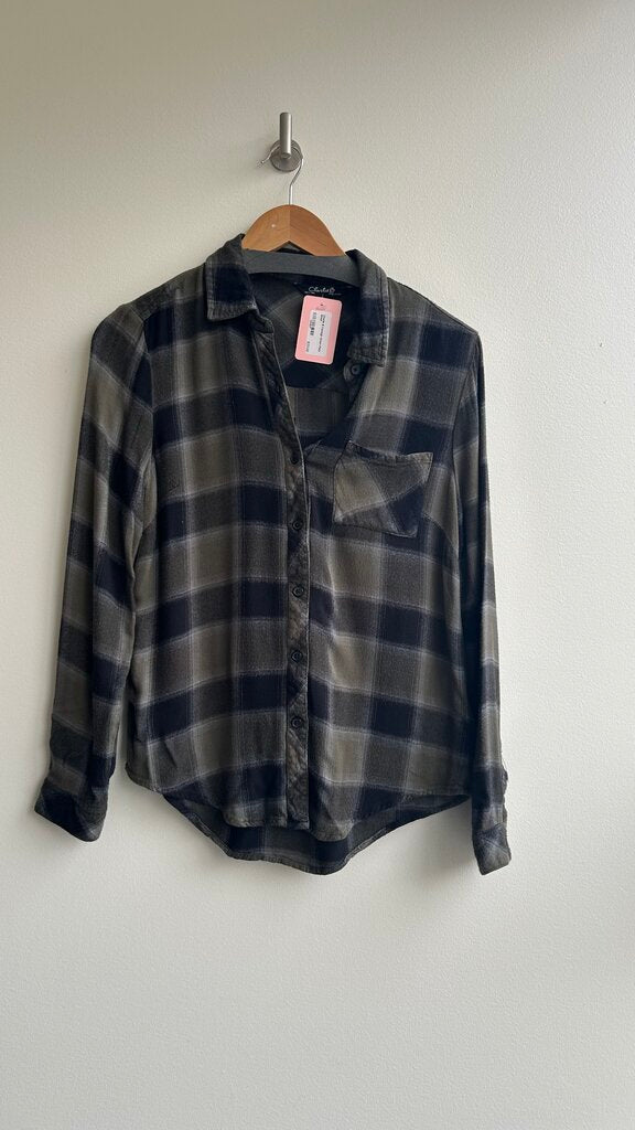 Pre-Owned Charlie B Green Plaid Flannel Button Front Shirt - Size Small