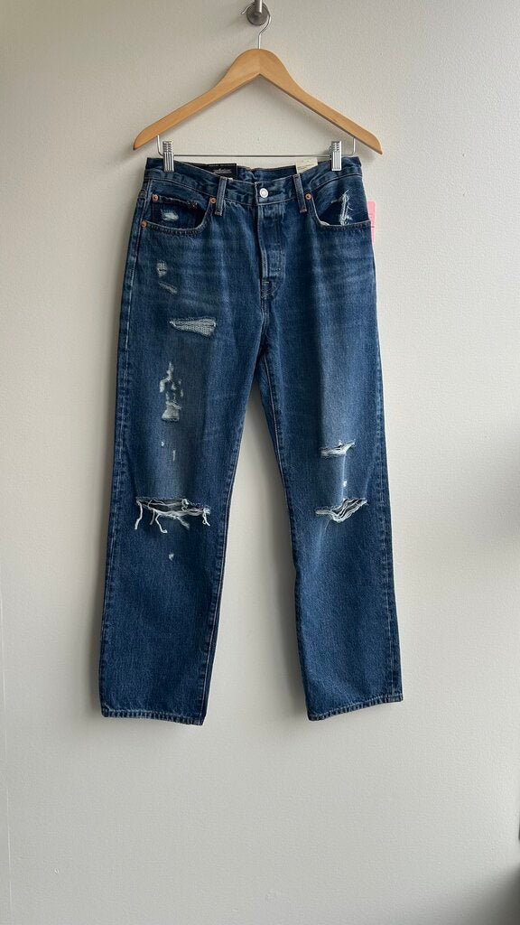 Pre-Owned Levi's Mid-Blue 501 90's Straight Jeans (NWT)- Size 28