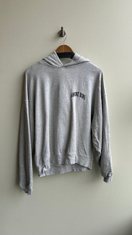 Pre-Owned Anine Bing Grey Hoodie Chest Logo Distressed Hood Sweater - Size Medium (Estimated)