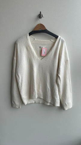 Pre-Owned Oak + Fort Off-White V-Neck Oversized Wool Sweater- Size Small
