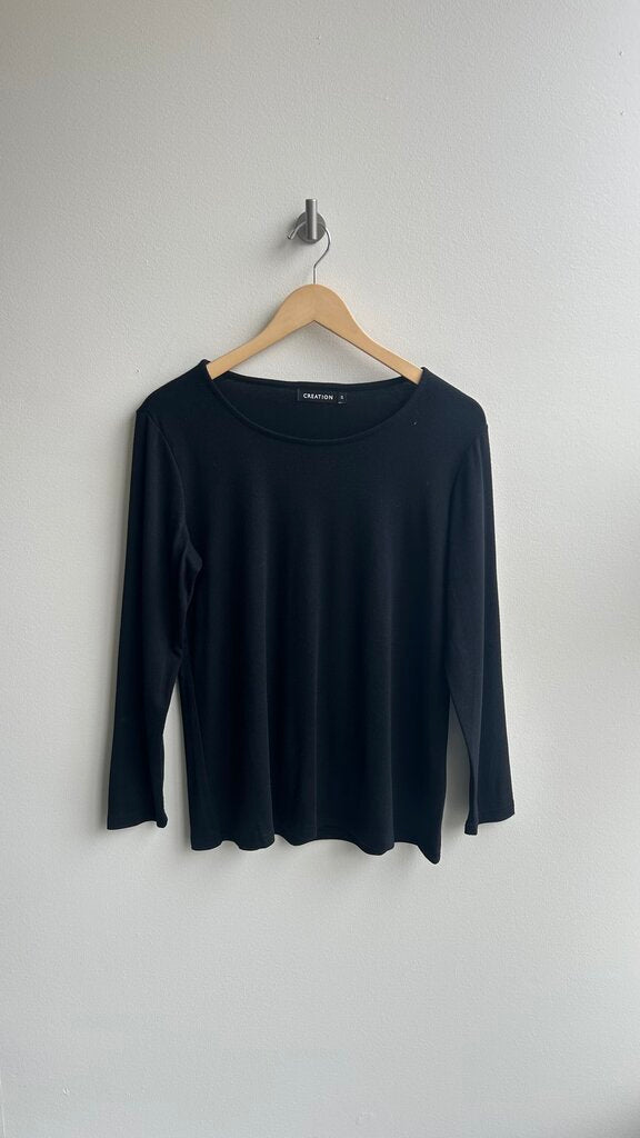 Pre-Owned Creation Black Long Sleeve Basic Top - Size Small