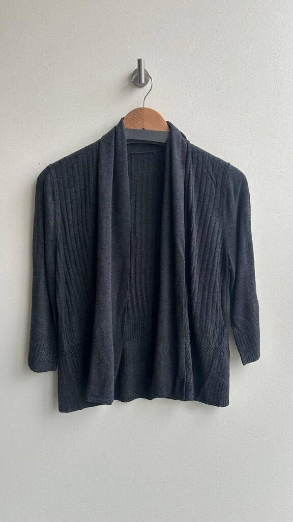 Pre-Owned Charcoal Waterfall Front 1/2 Sleeve Cardigan- Size Small (Estimated)