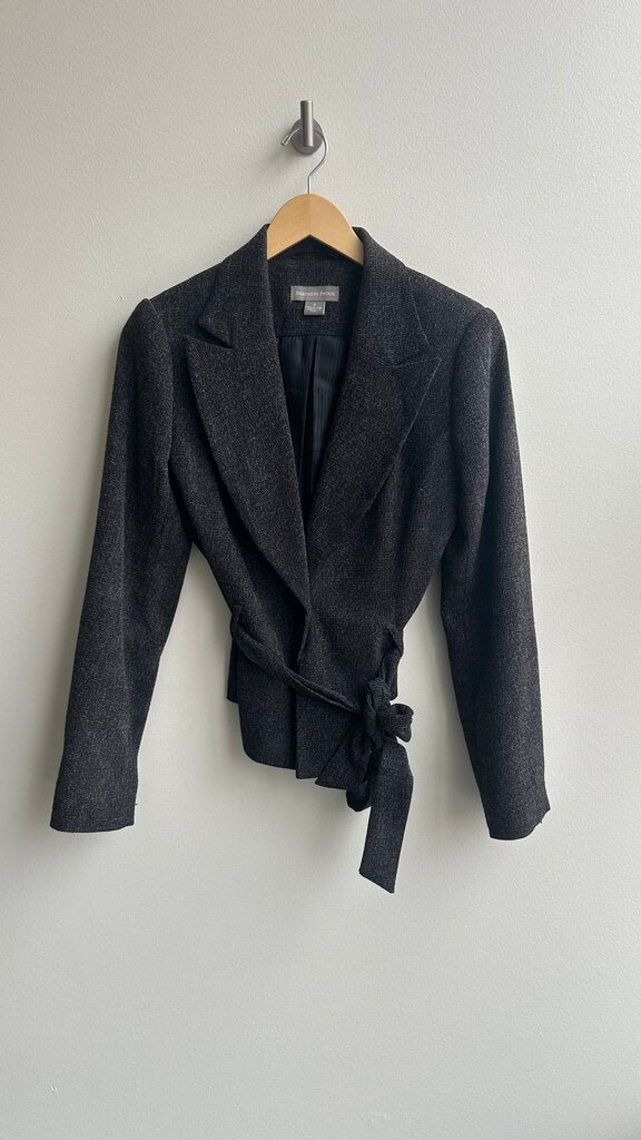 Pre-Owned Beechers Brook Charocal Short Belted Jacket - Size 6