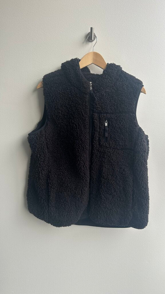 Pre-Owned Weatherproof Black Teddy Hooded Zip Vest- Size X-Large