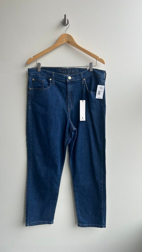 Pre-Owned Yoga Jeans Medium Wash 'Emily' High Rise Slim Jeans (NWT)- Size 33
