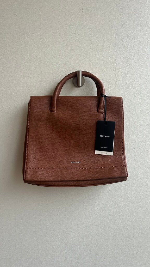 Pre-Owned Matt & Nat Brown 'Adel' Briefcase Style Flap With Crossbody Strap Bag (NWT)