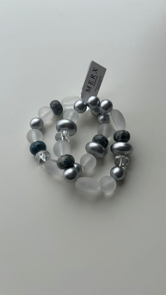 Pre-Owned Merx Silver/Clear Beaded Double Bracelet (NWT)
