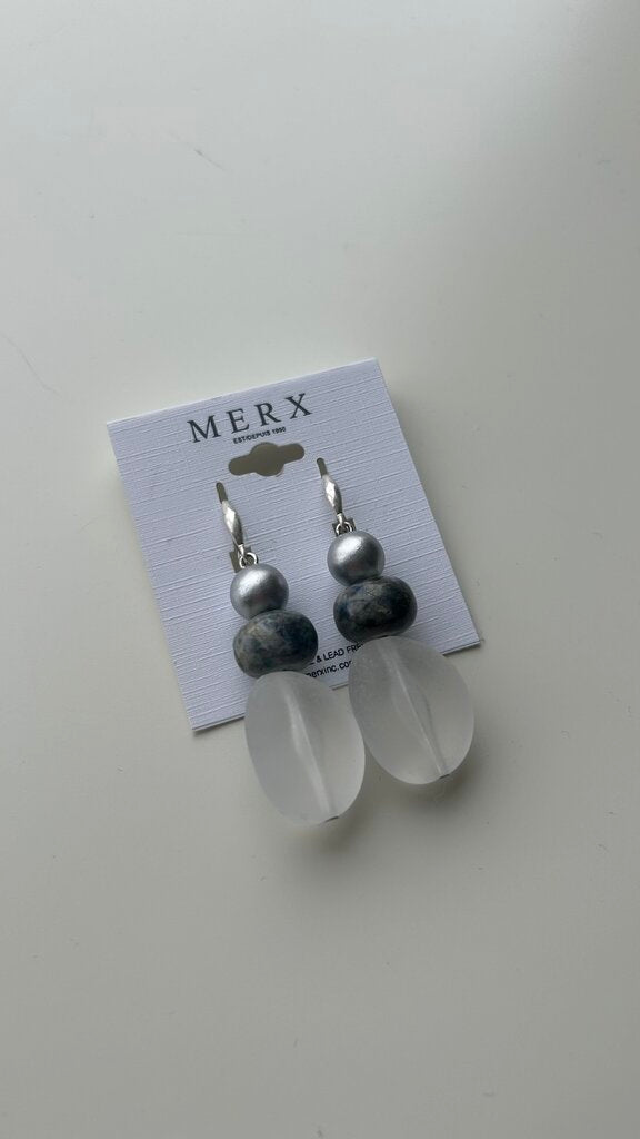 Pre-Owned Merx Silver/Clear Dangle Beaded Earrings (NWT)
