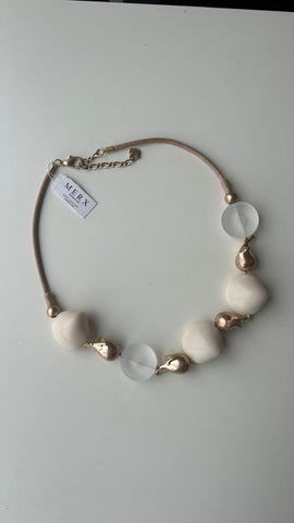Pre-Owned Merx Gold/Cream/Clear Beaded Necklace (NWT)