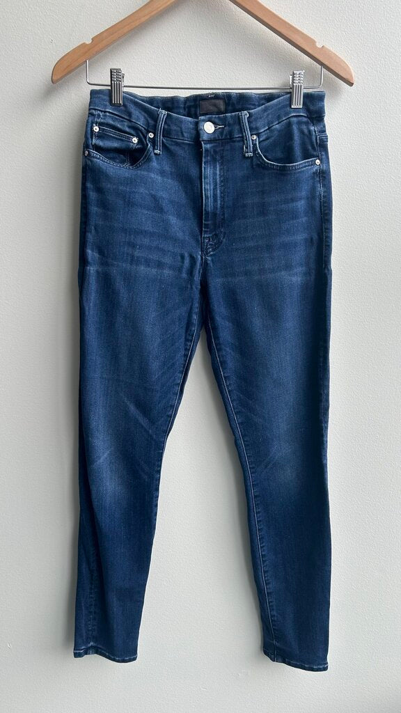 Pre-Owned Mother Denim Dark Wash High Waisted 'Looker' Skinny Jeans - Size 29