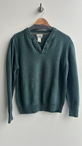 Pre-Owned LL Bean Green Knit Button Neck Sweater- Size Medium
