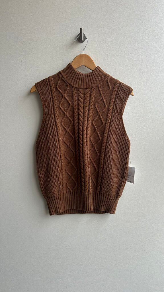 Pre-Owned Varley Pecan Cable Knit 'Joilette' Mock Neck Vest (NWT)- Size Small