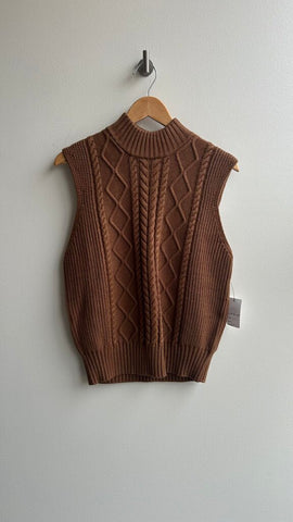 Pre-Owned Varley Pecan Cable Knit 'Joilette' Mock Neck Vest (NWT)- Size Small