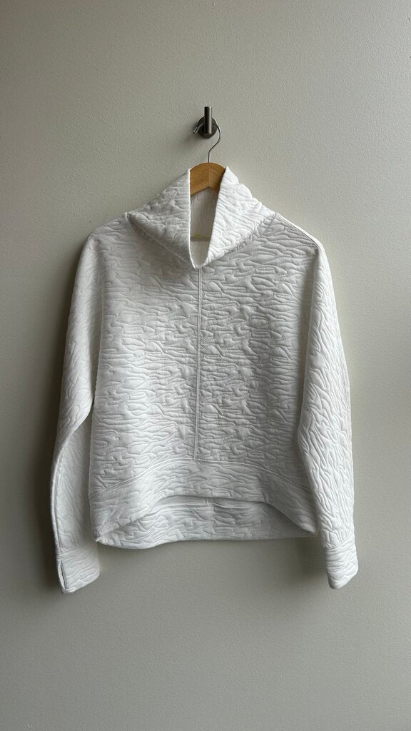 Pre-Owned Zella White Quilted Cowl Neck Sweater- Size Small