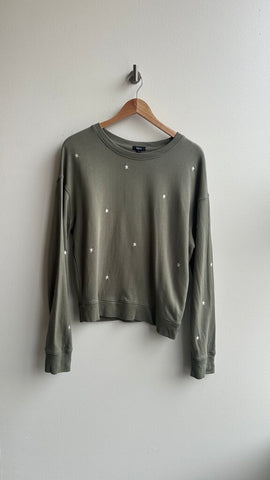 Pre-Owned Rails Green Star Embroidered Crew Neck Sweater- Size Large