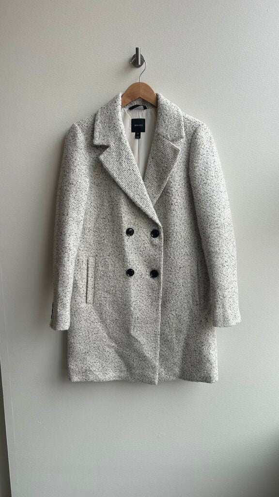 Pre-Owned RW & Co Green Light Grey Double Breasted Coat- Size Small