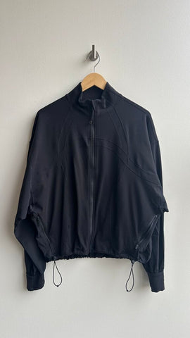 Pre-Owned Lululemon Black Drawstring Zinch Waist Zip Up Sweater- Size 8