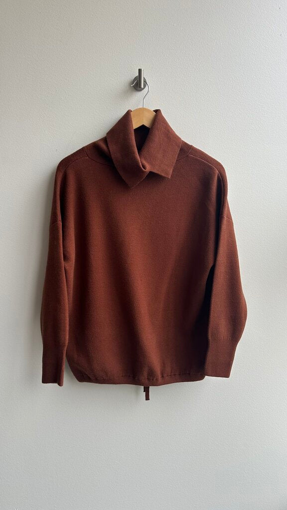 Pre-Owned Varley Brown Knit Turtleneck Drawstring Waist Sweater- Size X-Small