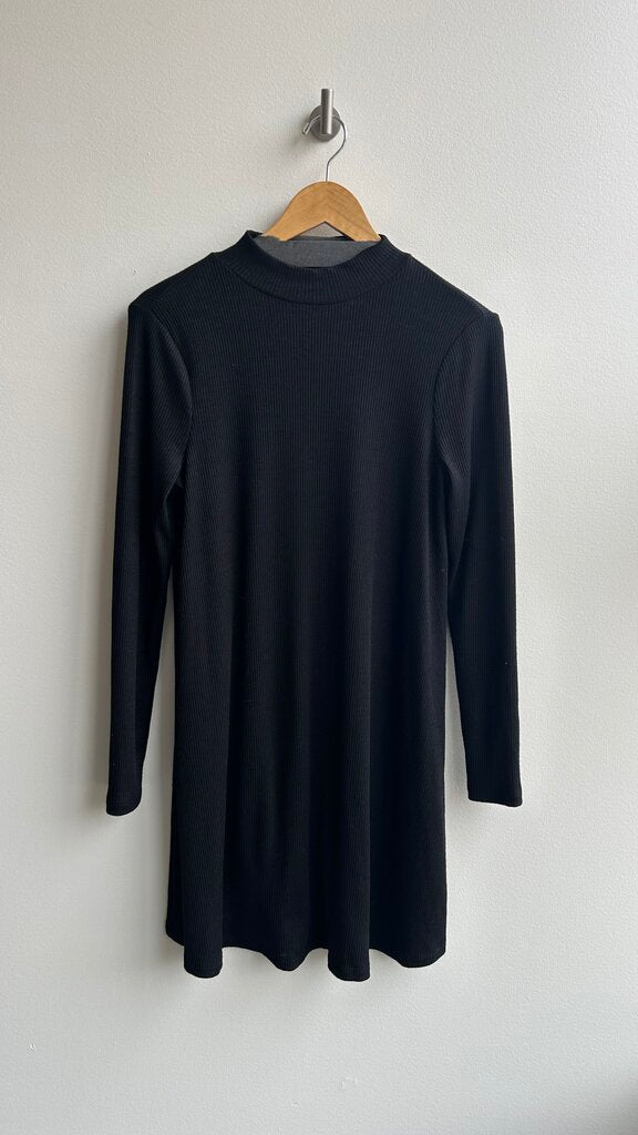 Pre-Owned Gap Black Ribbed Mock Neck Long Sleeve Dress- Size Medium