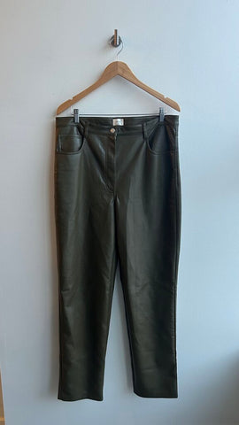 Pre-Owned Wilfred Green Faux Leather Pants- Size 16