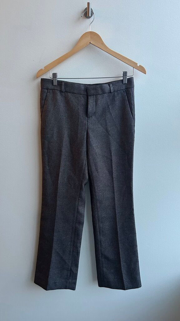 Pre-Owned Banana Republic Dark Grey Plaid 'Logan' Bootcut Trouser Pant - Size 2