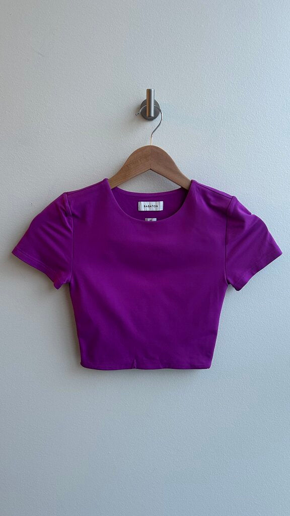 Pre-Owned Babaton Purple Contour Cropped Tee- Size X-Small