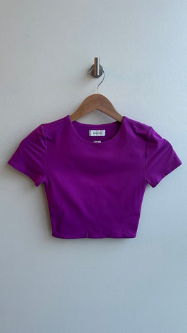 Pre-Owned Babaton Purple Contour Cropped Tee- Size X-Small