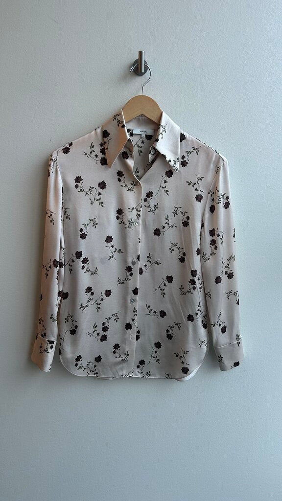 Pre-Owned Vince. Ivory Autumnal Rose Shaped Collar Blouse (NWT)- Size XX-Small