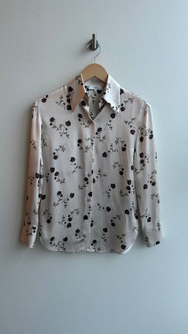 Pre-Owned Vince. Ivory Autumnal Rose Shaped Collar Blouse (NWT)- Size XX-Small