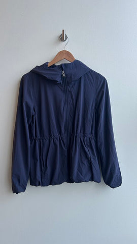 Pre-Owned Lululemon Blue Cinch Waist Bubble Hem Zip Jacket- Size 4