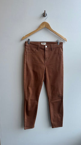 Pre-Owned L'Angce Tan Faux Leather/Suede Look Skinny Pant- Size 29