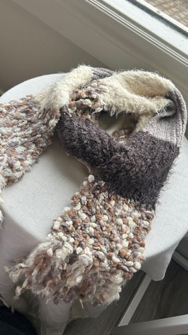 Pre-Owned White/Purple Patchwork Scarf