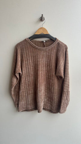 Pre-Owned Chenault Tan Chenille Lined Sweater- Size Large