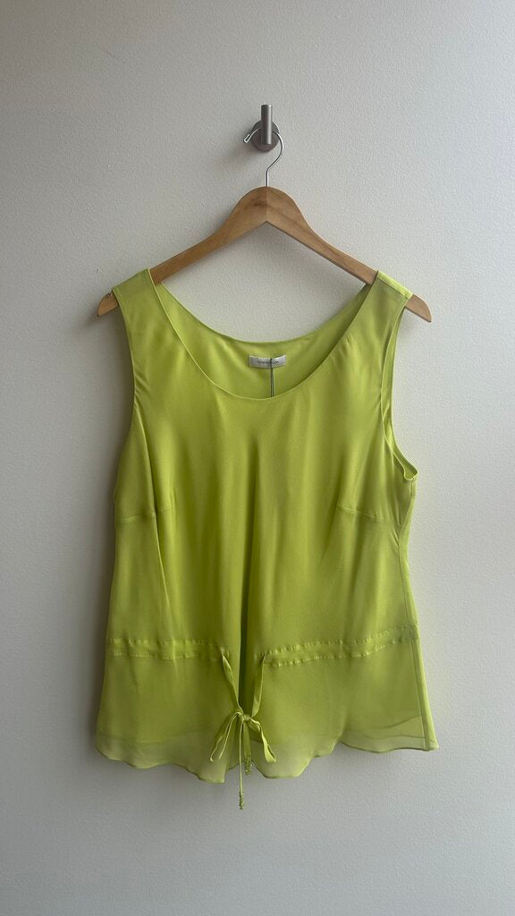 Pre-Owned Windsmoor Green Sheer Layered Drawstring Waist Sleeveless Top (NWT)- Size Large