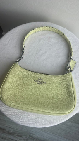 Pre-Owwned Coach Lime Green Detachable Strap Compact Shoulder Bag with Crossbody Strap