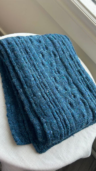 Pre-Owned Blue Cableknit Scarf