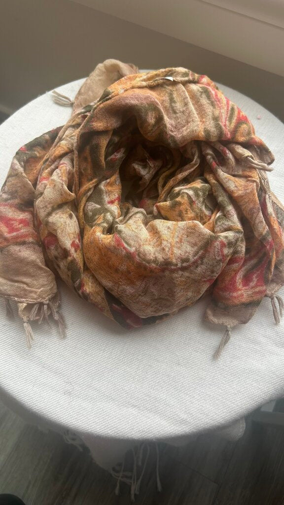 Pre-Owned Orange Multi Lightweight Scarf